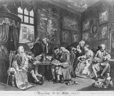 Mariage à la mode, Planche 1, (Le contrat de mariage) - William Hogarth